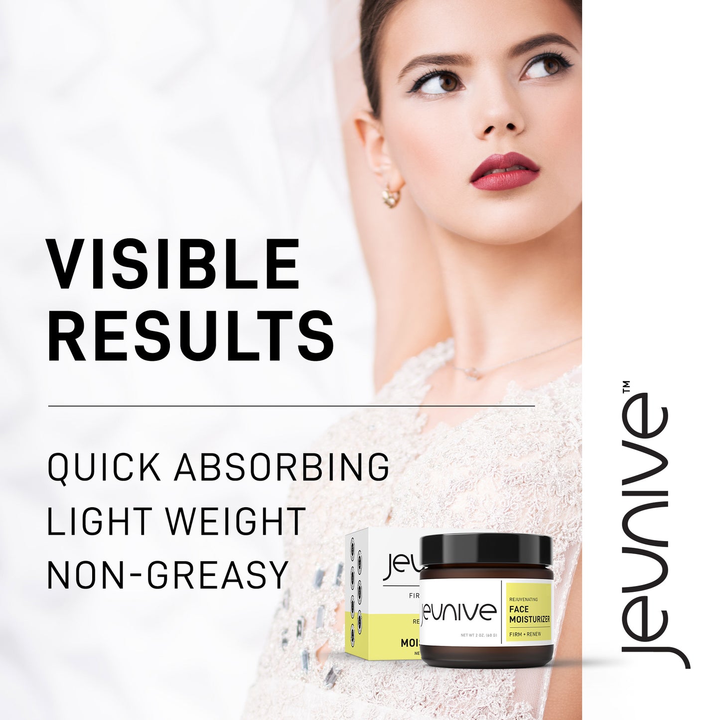 Jeunive Face Moisturizer, Visible Results, Quick Absorbing, Light Weight, Non-Greasy, Highest Quality, Effective Skin Care