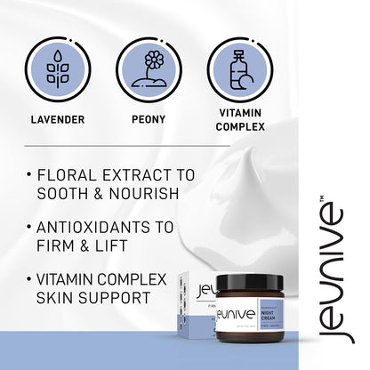 Regenerative Triple Power Nourishing PM Night Cream - Soothing with Anti-Aging Lavender,  Peony and Vitamins to Energize Tired Skin | 2 oz (57g)