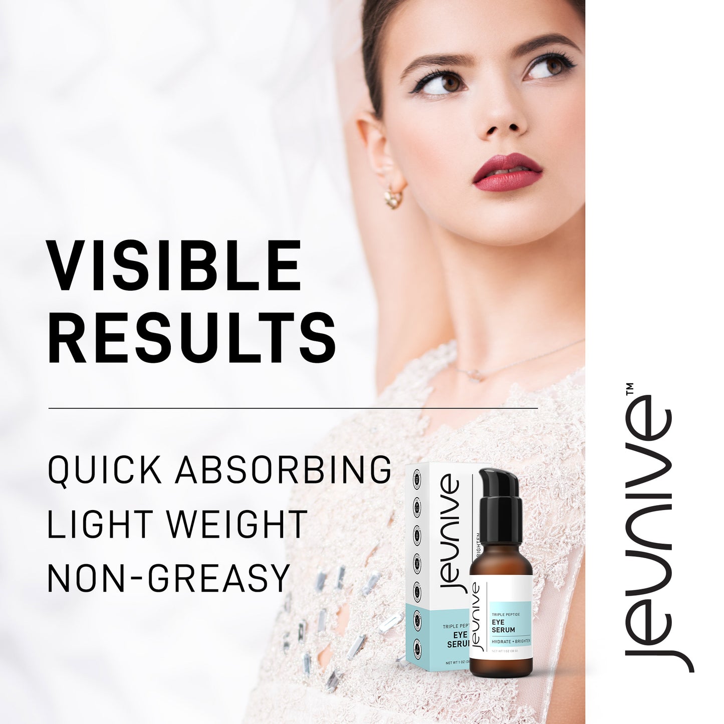 Jeunive Triple Peptide Eye Serum, Visible Results, Quick Absorbing, Light Weight, Non-Greasy, Highest Quality, Effective Skin Care.